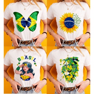 T-shirt camiseta blusa feminina brasil copa do mundo time manga