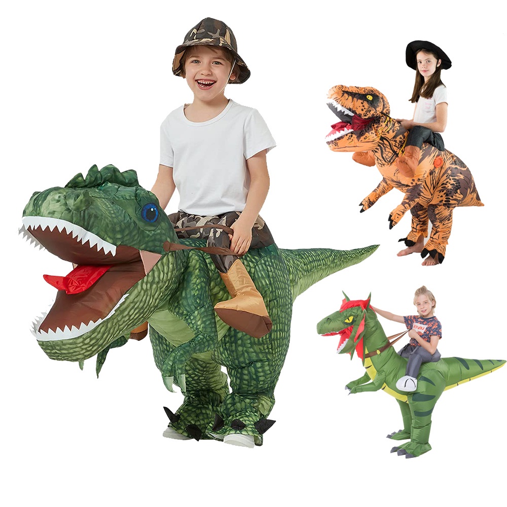 Roupa Infantil Menino Menina Dinossauro Insuflável Dilofossauro Jurássico Tiranossauro Rex Halloween