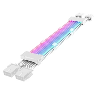 Cabo Sleeved Branco Argb 5v 3 Pinos Extensor Fonte 2x8 Pinos