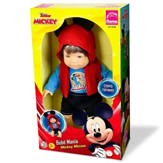 Boneca Bebê Mania Mickey Mouse em Vinil 33cm Roma