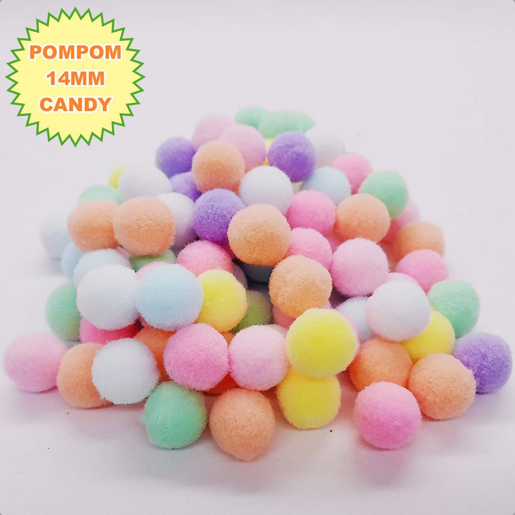 POMPOM SINTETICO 14MM CANDY - 90PC | Shopee Brasil