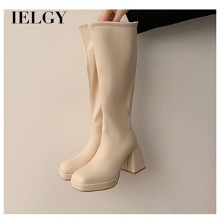 IELGY Botas Personalizadas De Cavaleiro De Salto Alto De Dedo Do Pé Quadrado Para Mulheres , Grosso Novo De Outono E Inverno , Não Mais Que Altas De Joelho Pessoas Pequenas