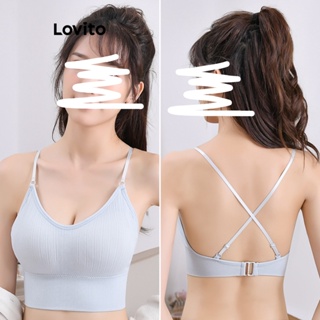 Lovito Sutiã Casual Simples Criss Cross Para Mulheres LNA41245