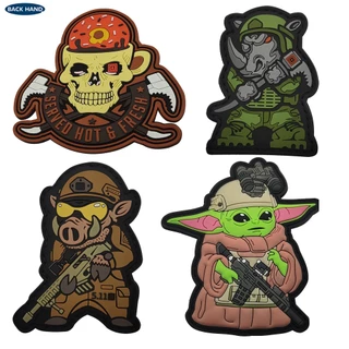 Haike Cross-Border 511 Donut Skull Teacup PVC Borracha Macia Braçadeira Yoda Mochila Militar Tática Adesivo de Mochila Moral Badge