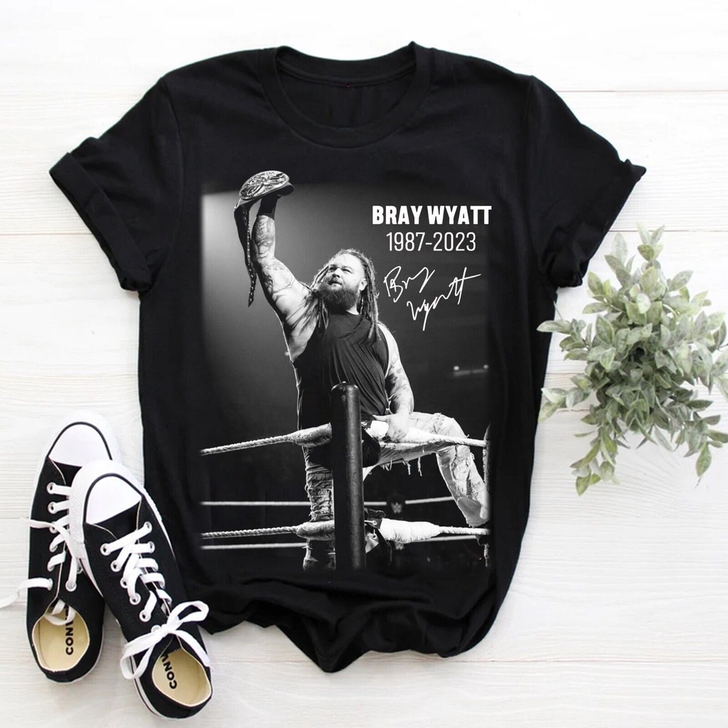 2024 Camiseta Presente Hot Bray Wyatt Tee 1987-2024 Assinatura Para Fãs  Homens xs-3xl