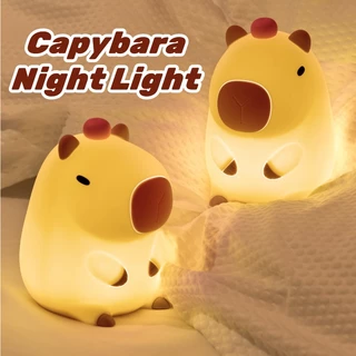 Lindo Capybara Silicone Sleep Night Light USB Luz Nocturna Recarregável De Secretária Tiktok Cartoon Timing Lamp Decoração Do Quarto Das Crianças Presente De Aniversário