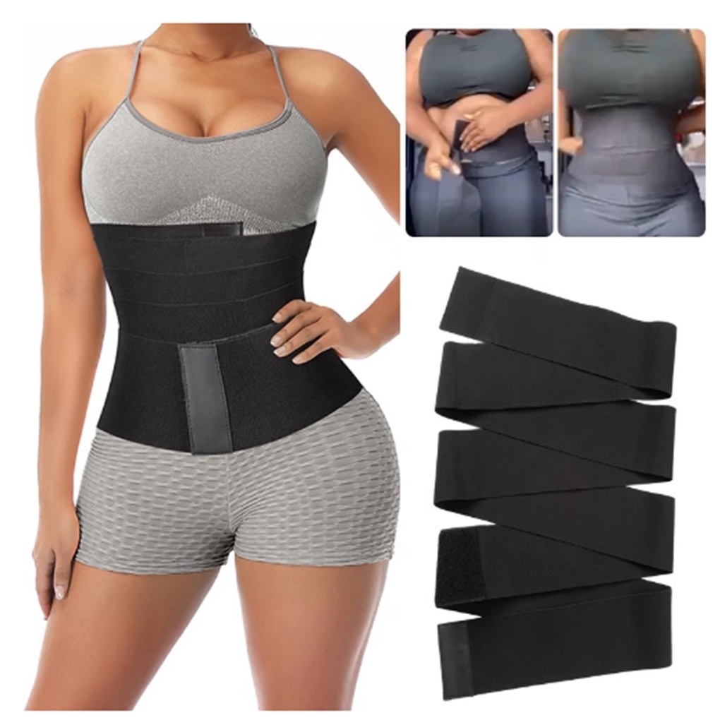 Imagem do produto Cinta Modeladora INVISÍVEL Faixa Cintura Queima Gordura Preta Wrap Waist Trainer Tape 1