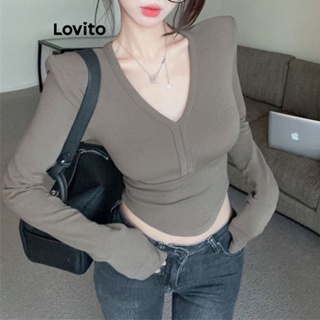 Lovito Camiseta Casual Lisa Para Mulheres LNA44066