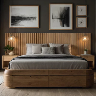 Cabeceira MDF Ripado Cama Box King 45x11cm - 20 Placas