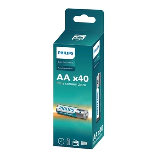 Pilha Philips Comum de Zinco Pequena AA|  R6L40TF/59 - 10 Embalagens com 4 Unidades em Oferta na Shopee