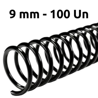 ESPIRAL PARA ENCADERNAÇÃO 09MM, PRETO, PARA 50 FLS, PACOTE C/ 100 UN