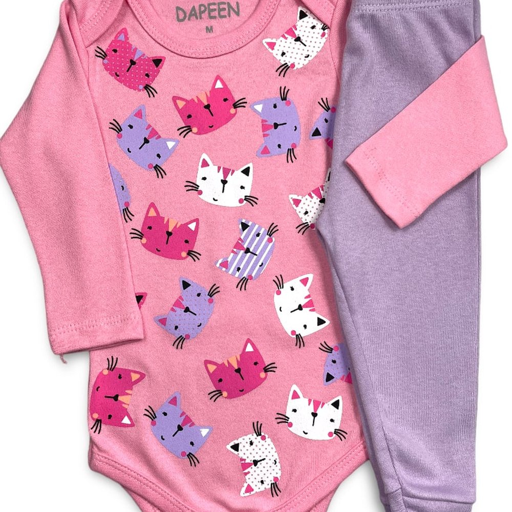 Conjunto Body Bebê Menina Inverno 2 Peças Fada Mescla - Dapeen