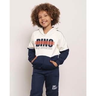 Blusão Moletom Infantil Recorte Off White