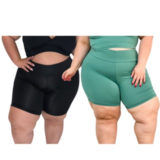 Kit de 2 Shorts Fitness de Academia Feminino Plus Size Roupa de Ginástica  Treino Caminhada