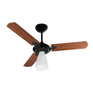 Ventilador de teto 110V com 3 pás Wind Light preto e mogno Ventisol