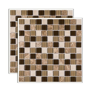 Pastilha de pedra Matisse placa 29x29cm bege e marrom Glass Mosaic