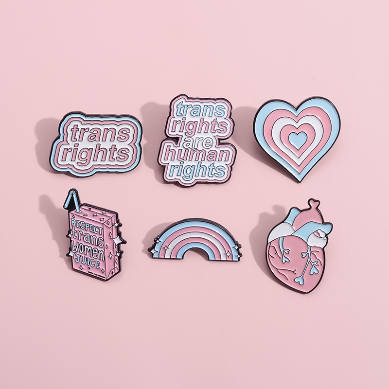 Pink Trans Pride Pin Broches De Esmalte Lapela Rights Mochila Jóias ...