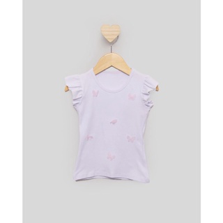 Blusa Bebê Manga Curta Com Aplique Borboleta Branca