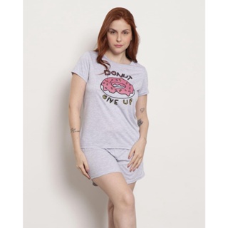 Pijama Feminino Curto Estampa Donut Rosa