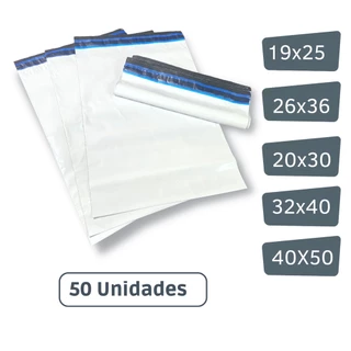 kit 50 Envelope de Segurança Branco Correio Sedex Vários Tamanhos 19x25 20x30 26x36 32x40 40x50
