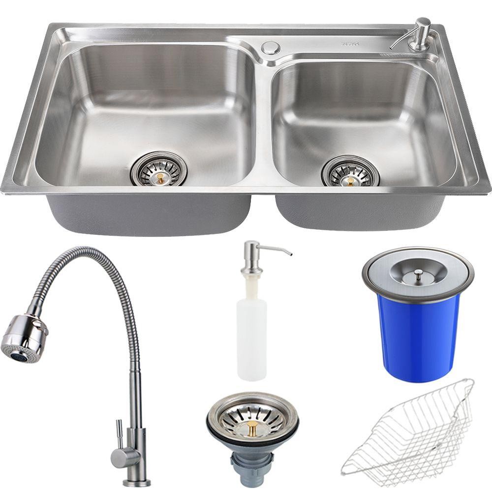 Cuba para Cozinha pia inox Com Acessórios e lixeira Potiguara e Torneira gourmet Jaguaribe Pingoo