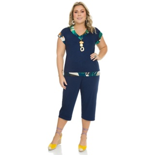 Conjunto Elegante Feminino Pantacourt Casual de Festa Plus Size