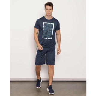Bermuda Masculina Fitness Recorte Mescla Azul