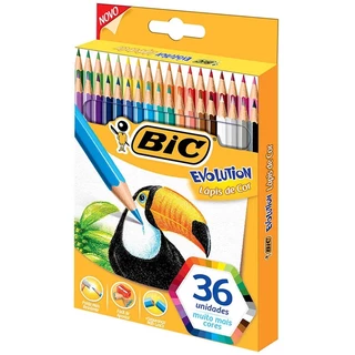 Lápis de cor 36 cores Evolution Sextavado Bic em Oferta na Shopee