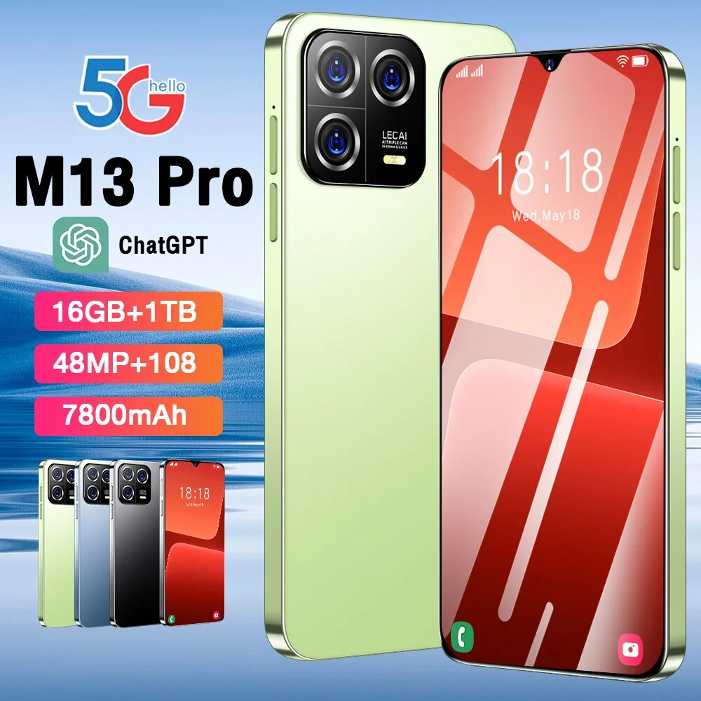 Global Version I14 Pro Max Smartphone 7.3Inch Telefone 8000mAh 1080MP  Camera 8GB+256GB Cell