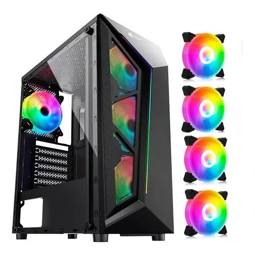 Gabinete Gamer Gb1713 Com 4 Fans Rgb Inclusas E C/ Nfe