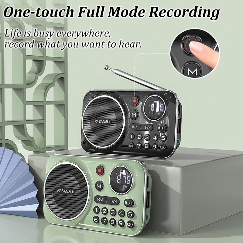 SANSUI F21 Altifalantes Bluetooth Mini Rádio FM Portátil Sem Fio