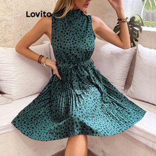 Lovito Vestido Boho Leopard Com Cinto Para Mulheres LNL37074 (Verde)