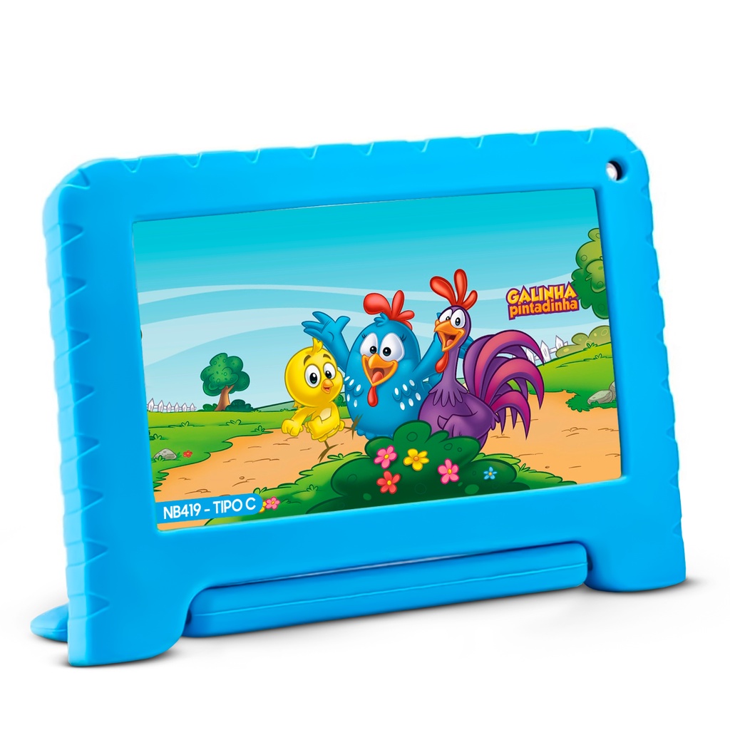 Tablet Galinha Pintadinha Tela 7" 64GB, 4GB de Ram Android 13 Quad Core NB419 - Multilaser - Original Com Nota Fiscal