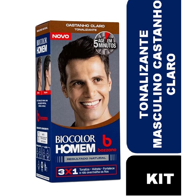 Tonalizante Bozzano Biocolor Homem Castanho Claro | Shopee Brasil