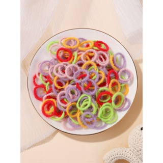 100Pcs/Set Plush Elástico Para Cabelo Meninas De Corda De Pelúcia Mini Acessórios Colorido Kids Ponytail Holder