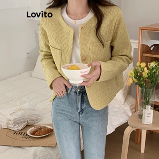 Lovito Blazer Frontal Elegante Com Botão Liso Para Mulheres LNA40090