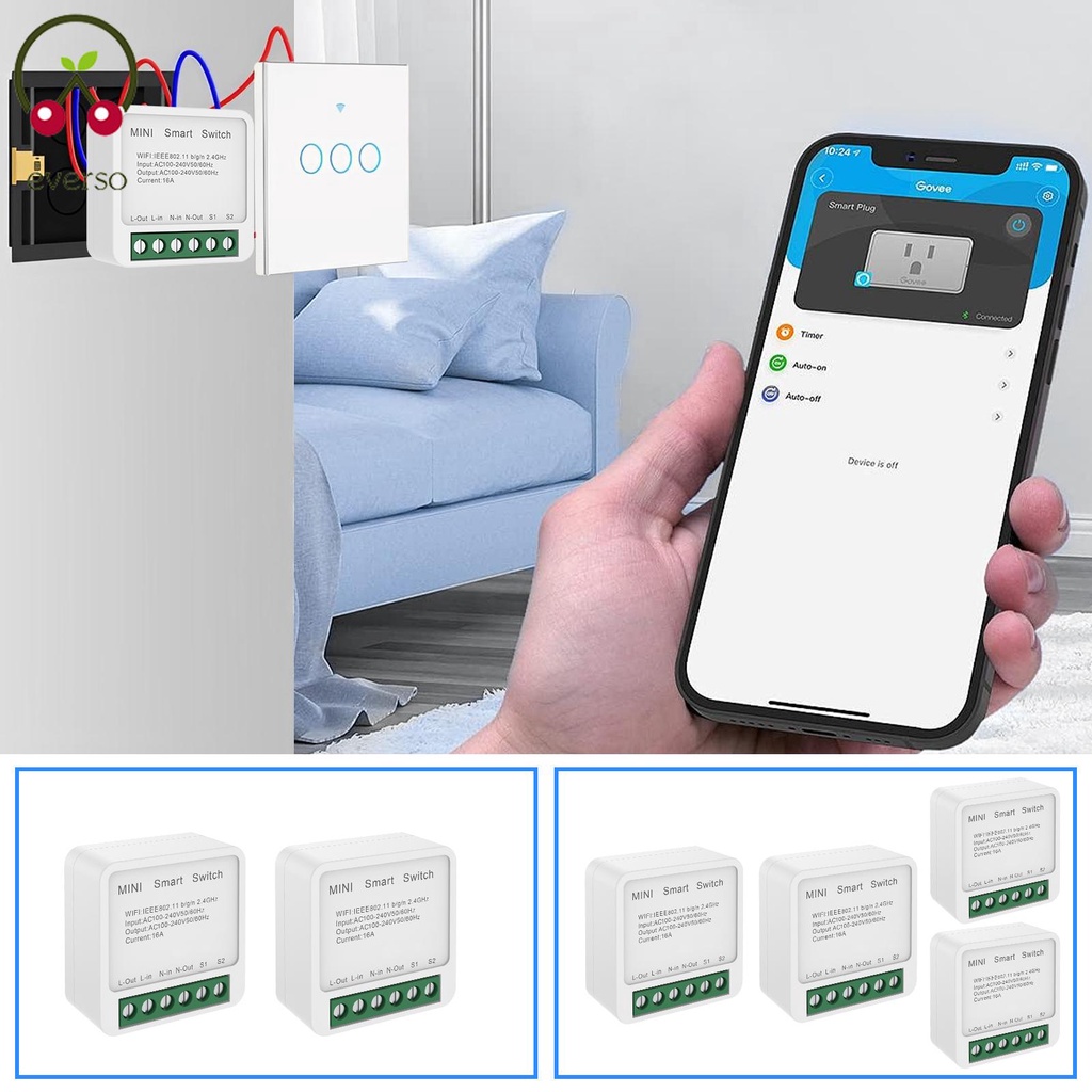 2/4Pcs Interruptor Inteligente WiFi Mini De Luz Módulo De APP Controle Remoto SHOPTKC1420