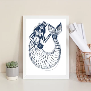 Quadro Decorativo Minimalista Iemanjá Sereia 24x18cm