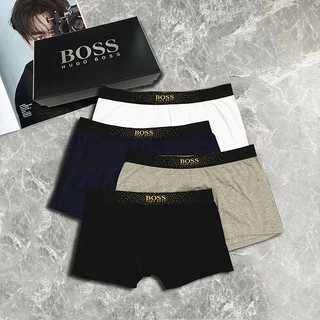 [3pcs+Box] Cuecas masculinas de algodão respirável Cuecas masculinas de algodão respirável Cuecas masculinas de boxe confortáveis e respiráveis