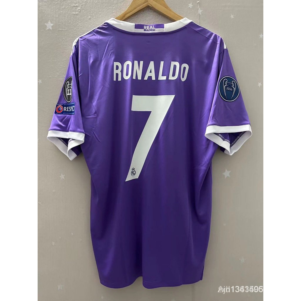 16-17 Real-Madrid RONALDO BENZEMA SERGIO RAMOS Alta Qualidade Personalizado Camisa De Futebol Retro T-shirt