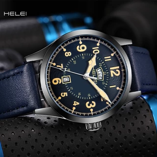 Novo Relógio Com Pulseira De Couro De Alta Qualidade E Elegante , design De Calendário Duplo , Masculino Multifuncional À Prova D'água casual
