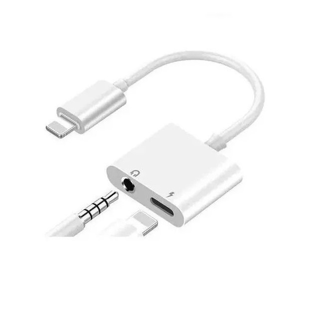 Adaptador Duplo Lightning P2 Fone Carregador Para iPhone