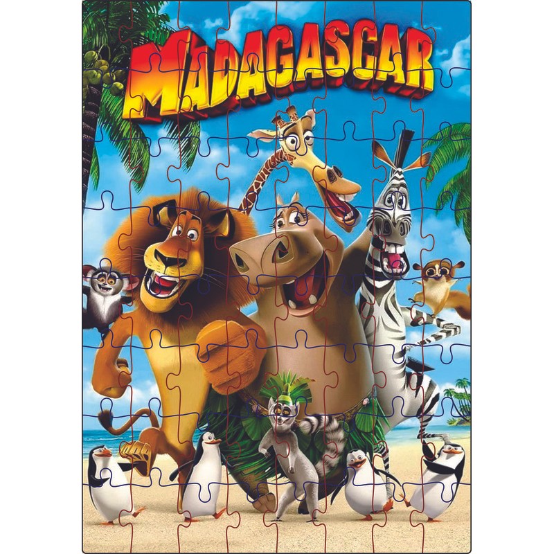 Quebra-Cabeça Infantil Madagascar 64 Pçs MDF 18x26 | Shopee Brasil