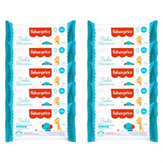 Fisher Price Babê Recém-Nascidos Toalhas Umedecidas S/Perfume 20x15cm C/50 Unidades - Kit C/10