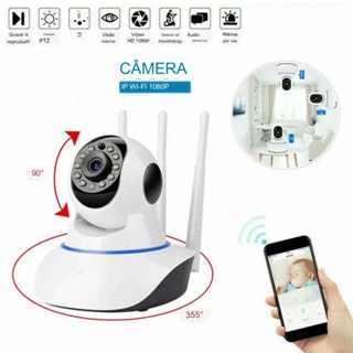 câmera robozinho iP 3 antenas babá eletrônica wifi visão noturna full HD 360º sem fio