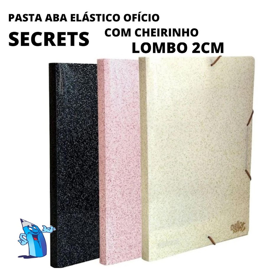 Kit 5 Pastas Aba Elástico Ofício Lombo 3cm Linho Serena Dello