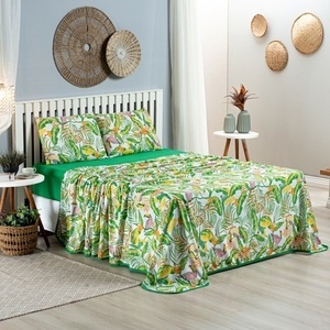 Jogo de Cama 04Pçs Com Viés Estampado Vinho Queen, Padrão, King Algodão 100% Algodão Promoção