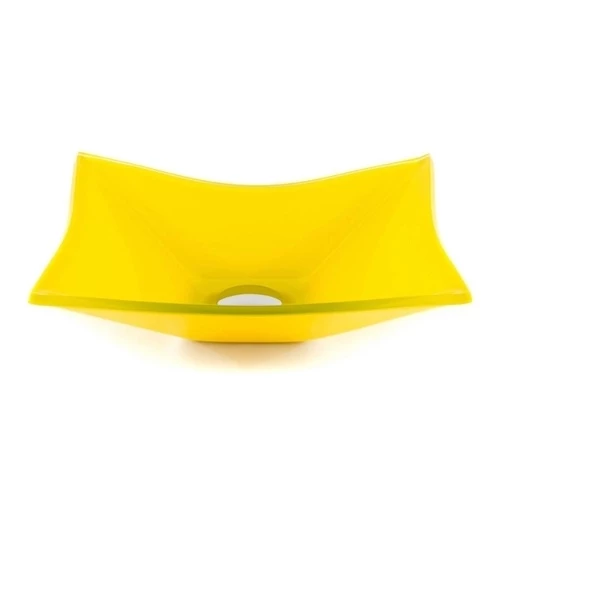 CUBA DE VIDRO RETANGULAR 39CM AMARELA