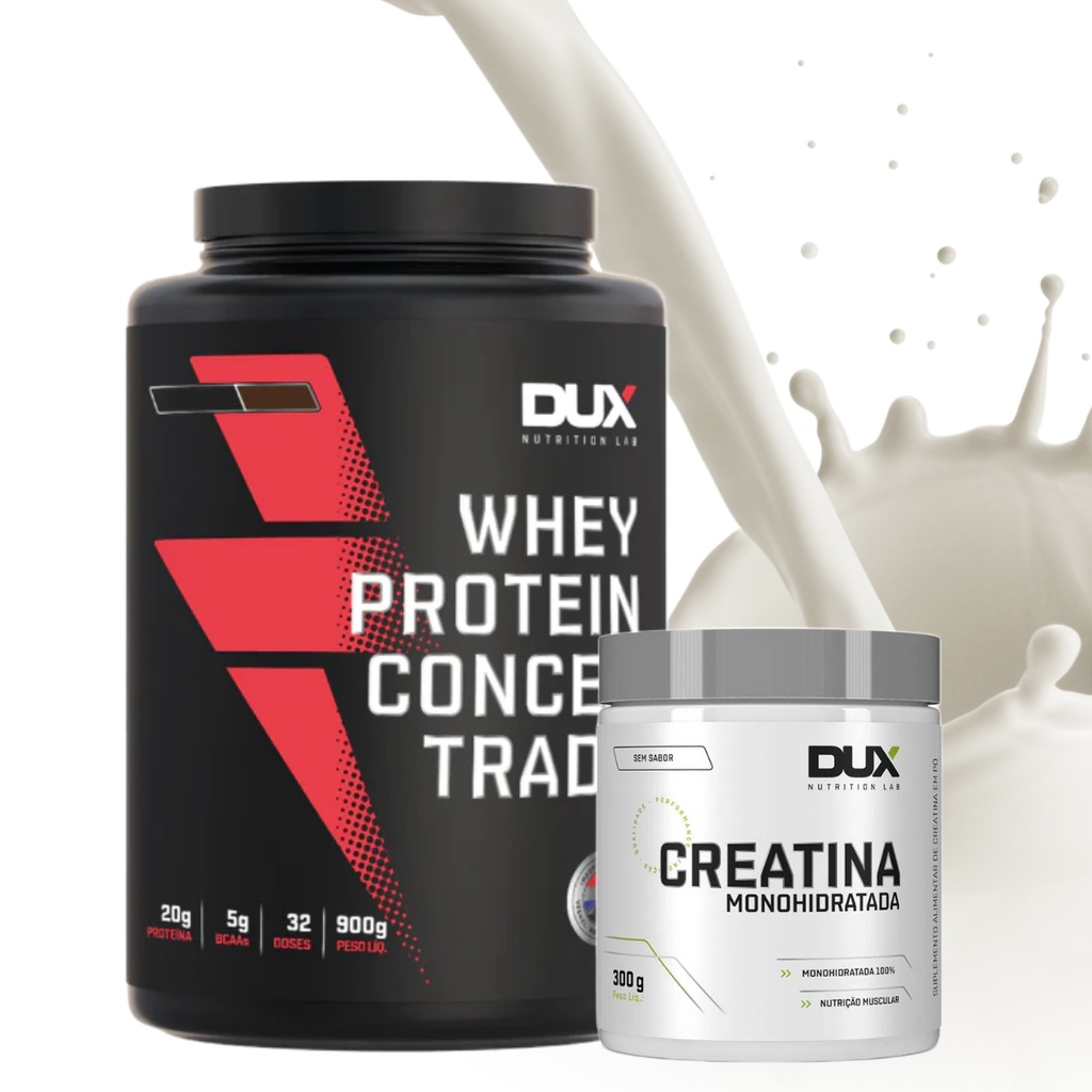 COMBO WHEY CONCENTRADO 900G + CREATINA 300G – DUX NUTRITION