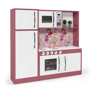 Cozinha Infantil Baby Diana Rosa Completa Refrigerador Desmontada Mdf